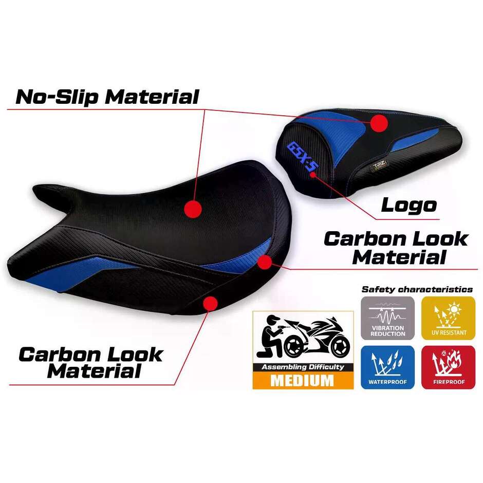 TPZ Italia Seat Cover Specific for Suzuki GSX S 1000 2021-2025 Lindi Model
