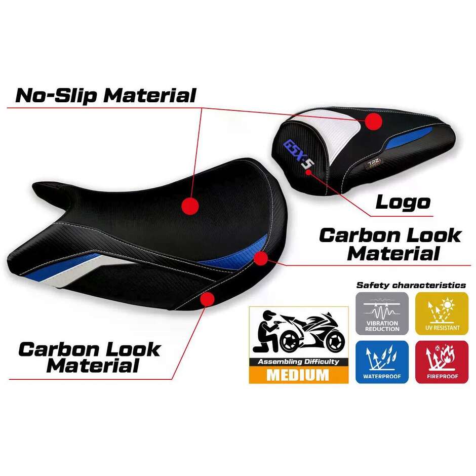 TPZ Italia Seat Cover Specific for Suzuki GSX S 1000 2021-2025 Model Lindi Special Color