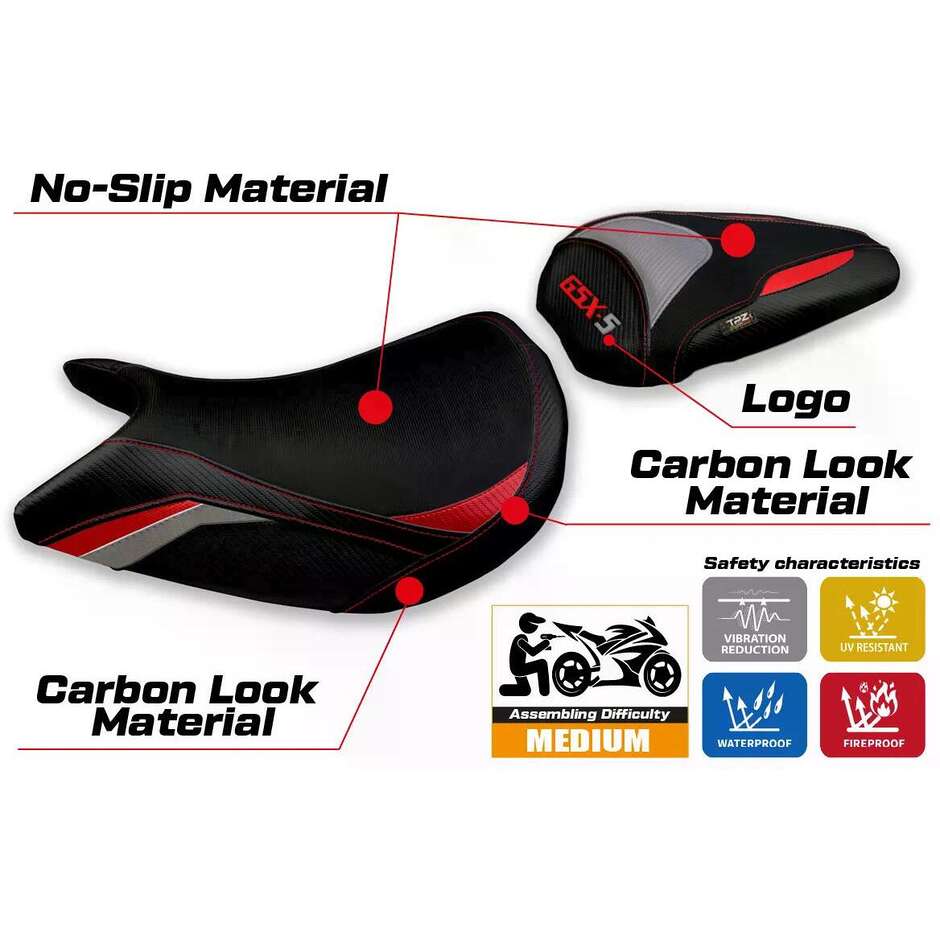 TPZ Italia Seat Cover Specific for Suzuki GSX S 1000 2021-2025 Model Lindi Special Color
