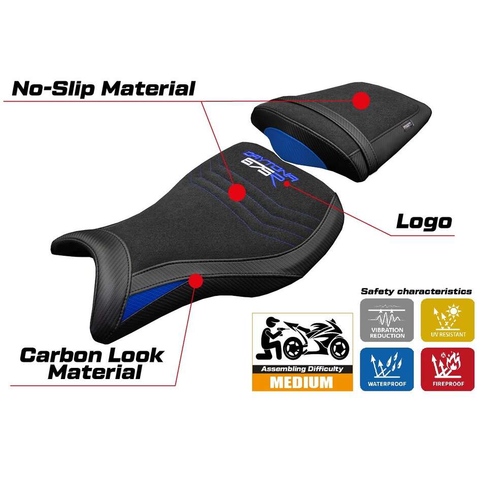 TPZ Italia Seat Cover Specific for Triumph Daytona 675R 2006-2012 Model Ripley Ultragrip