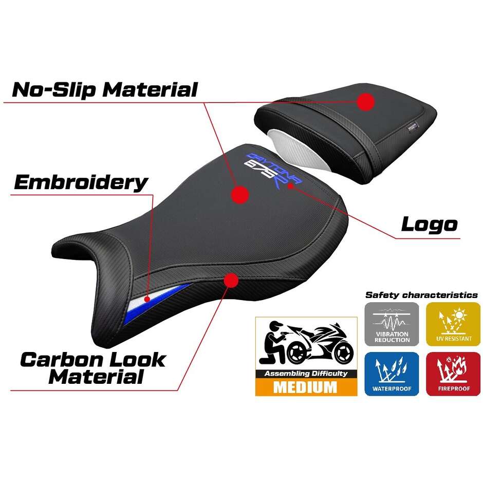 TPZ Italia Seat Cover Specific for Triumph Daytona 675R 2006-2012 Ripley Model