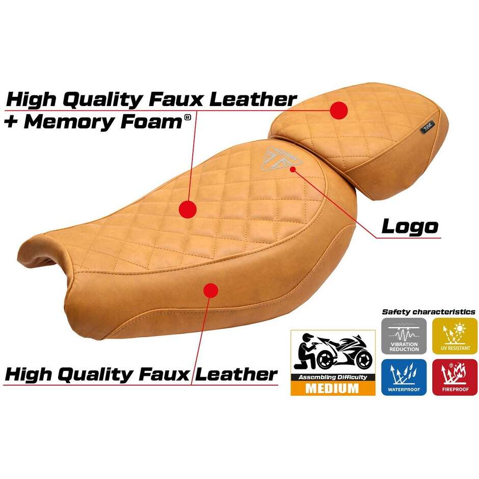 TPZ Italia Seat Cover Specific for Triumph Scrambler 400 X / 400 XC 2024-2025 Model Xinyi Comfort System