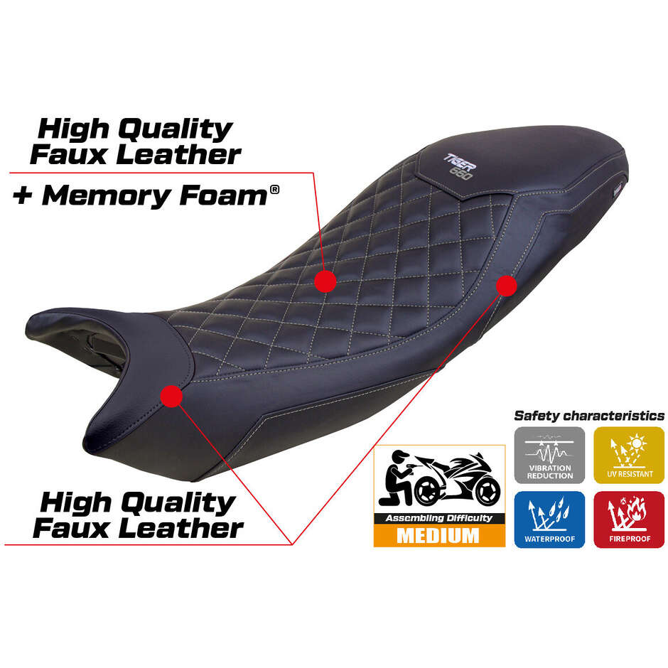 TPZ Italia Seat Cover Specific for Triumph Tiger 660 2021-2025 Model Derry Comfort System Special Edition