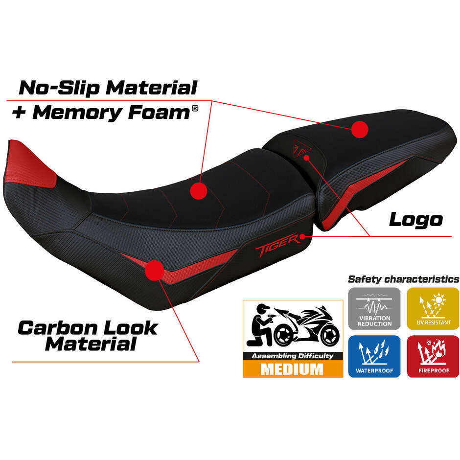 TPZ Italia Seat Cover Specific for Triumph Tiger 900 2020 - 2023 Model Dover Comfort System
