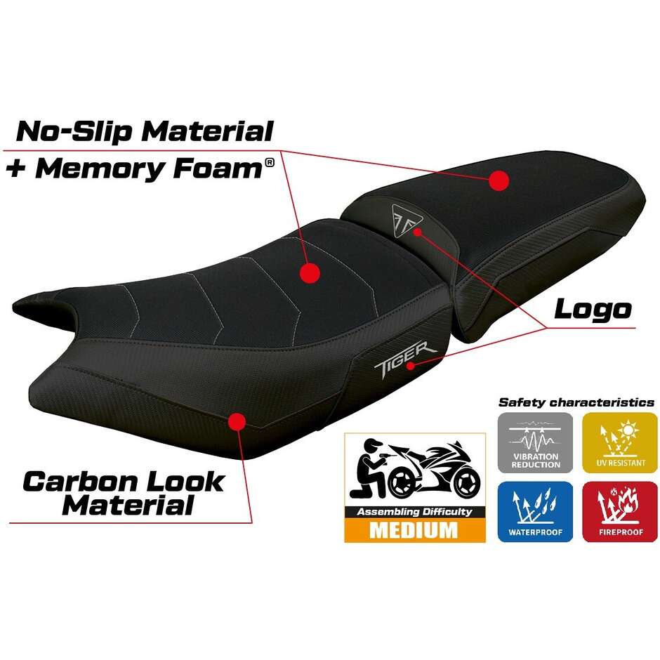 TPZ Italia Seat Cover Specific for Triumph Tiger 900 2024-2025 Model Heating Comfort System