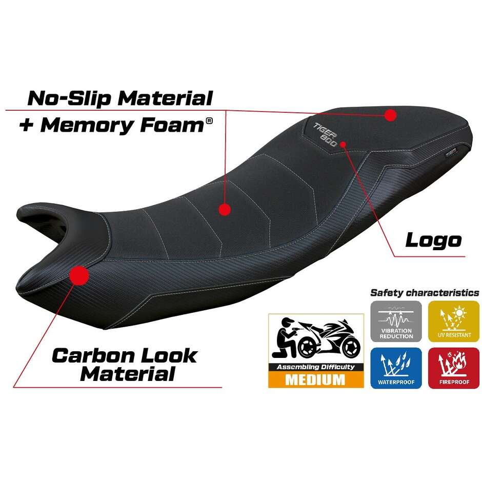TPZ Italia Seat Cover Specific for Triumph Tiger Sport 800 2025 Model Titty Comfort System