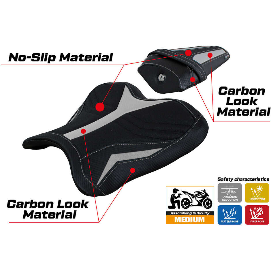 TPZ Italia Seat Cover Specific for Yamaha R1 2015-2025 Model Kagran Ultragrip