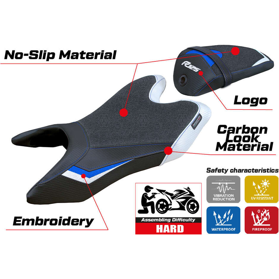 TPZ Italia Seat Cover Specific for Yamaha R125 2019 - 2022 Model Ashwy Ultragrip
