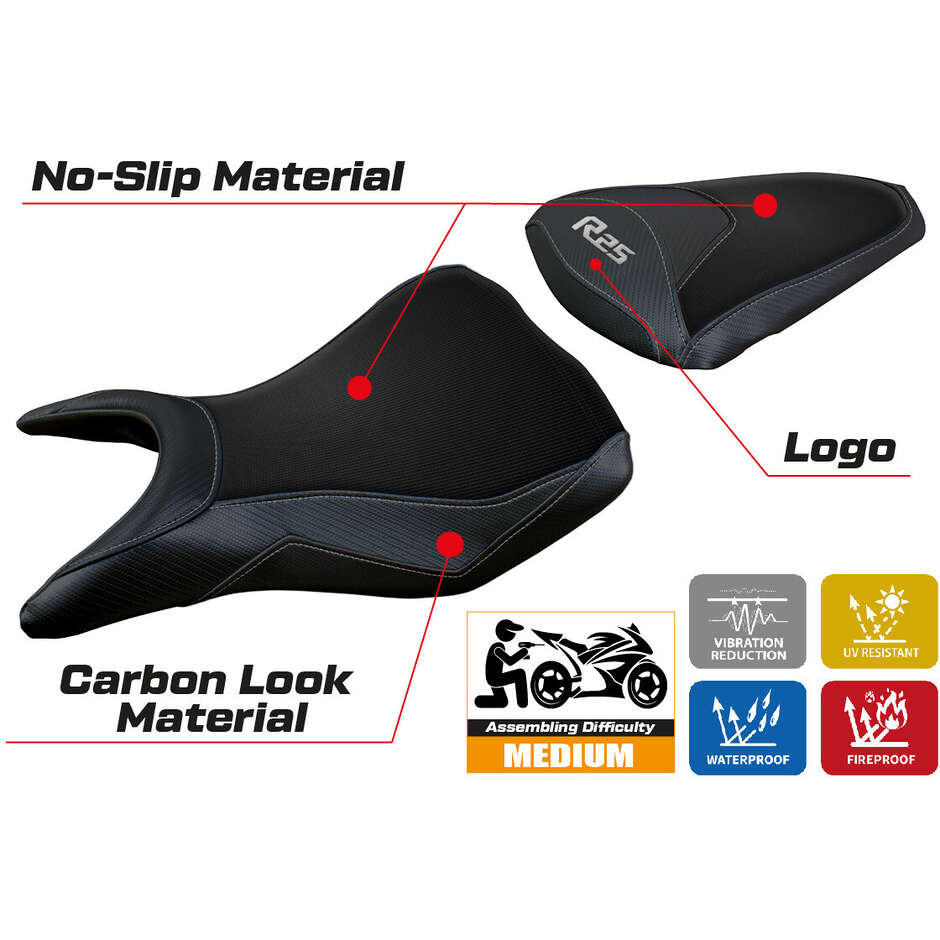 TPZ Italia Seat Cover Specific for Yamaha R25 2014 - 2020 Eraclea Model