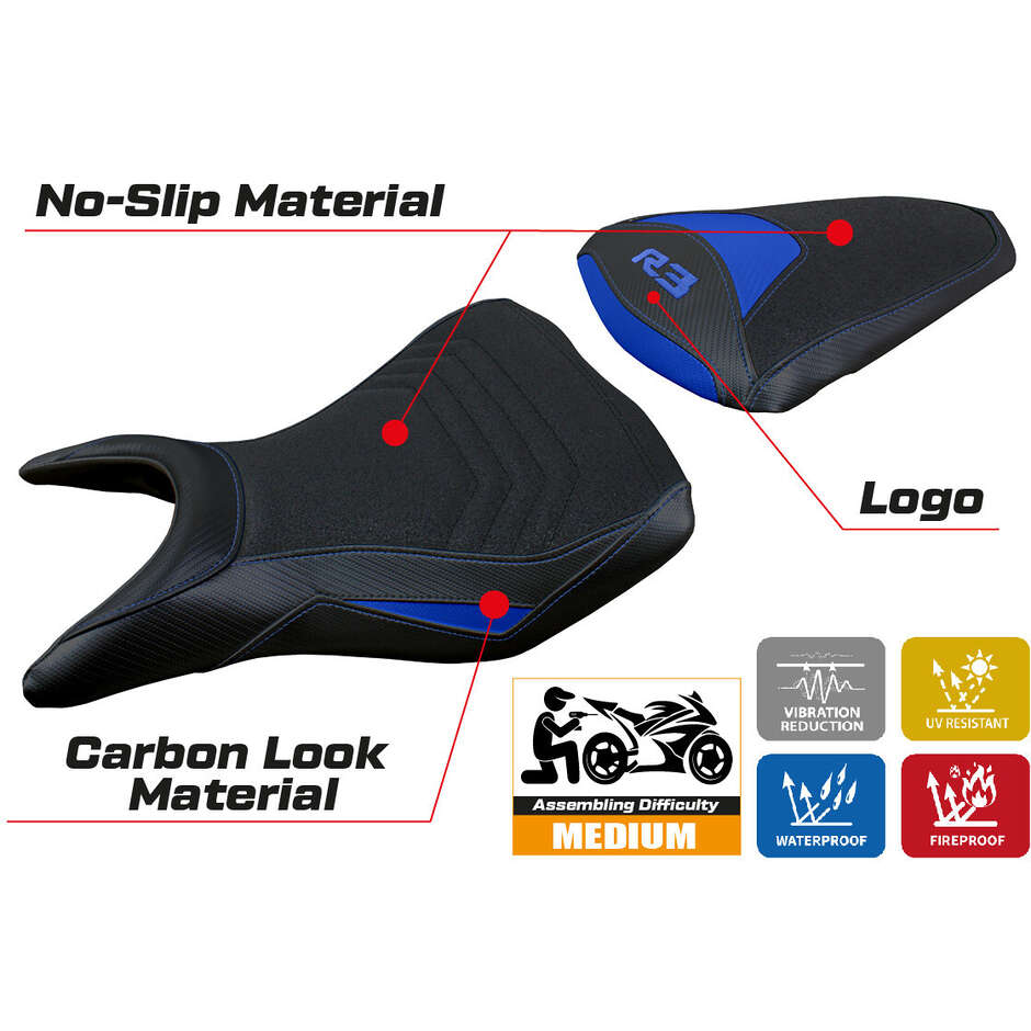 TPZ Italia Seat Cover Specific for Yamaha R3 2015 - 2024 Jesolo Model Ultragrip