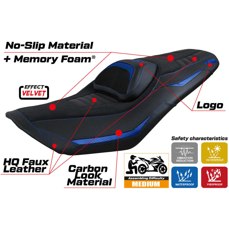 TPZ Italia Seat Cover Specific for Yamaha T-Max 560 2022-2025 Kiko Comfort System Model