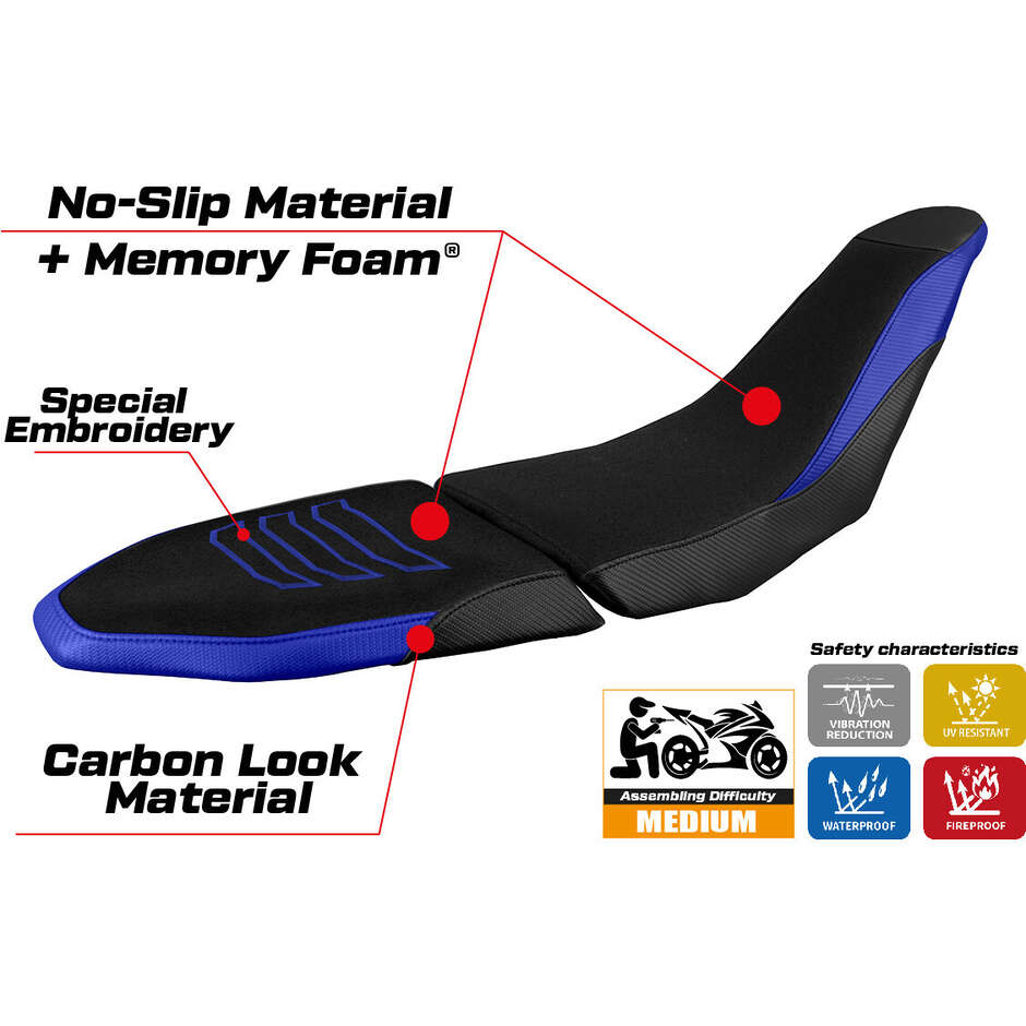 TPZ Italia Seat Cover Specific for Yamaha Tenere 700 Raid 2022-2025 Akita Model Ultragrip Comfort System
