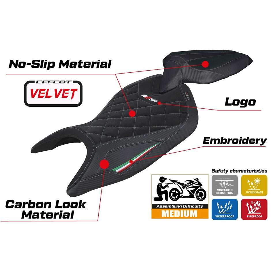 TPZ Italia Sitzbezug speziell für Aprilia RS 660 2021-2025 Mamba Velvet Modell