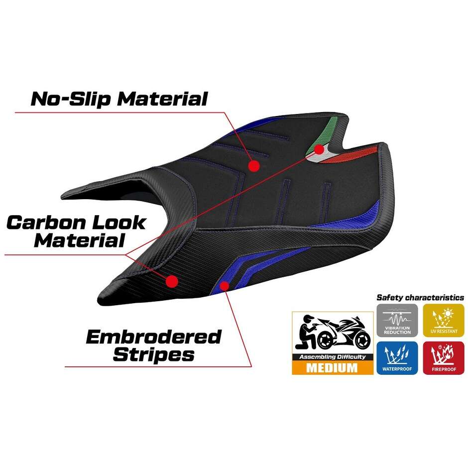 TPZ Italia Sitzbezug speziell für Aprilia RSV4 2021-2025 Leon Modell, Sonderfarbe Ultragrip