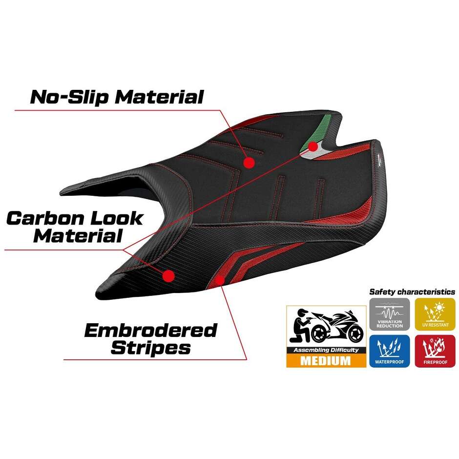 TPZ Italia Sitzbezug speziell für Aprilia RSV4 2021-2025 Leon Modell, Sonderfarbe Ultragrip