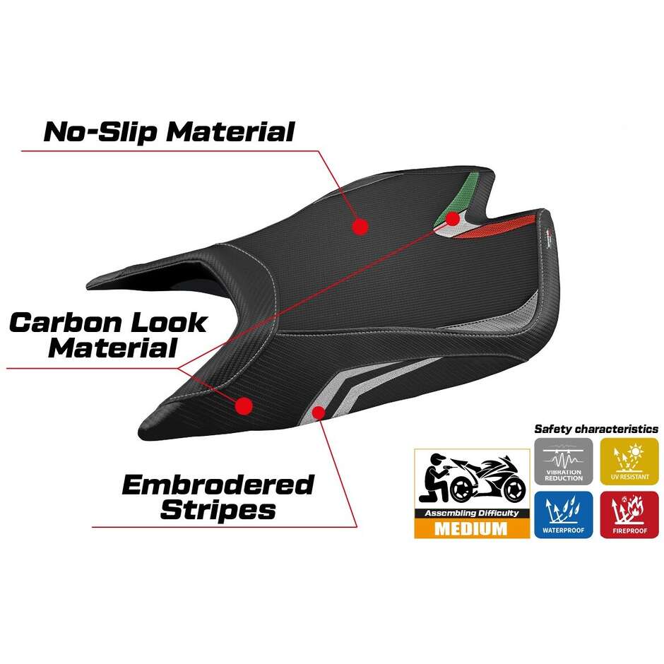 TPZ Italia Sitzbezug speziell für Aprilia RSV4 2021-2025 Leon Modell Sonderfarbe