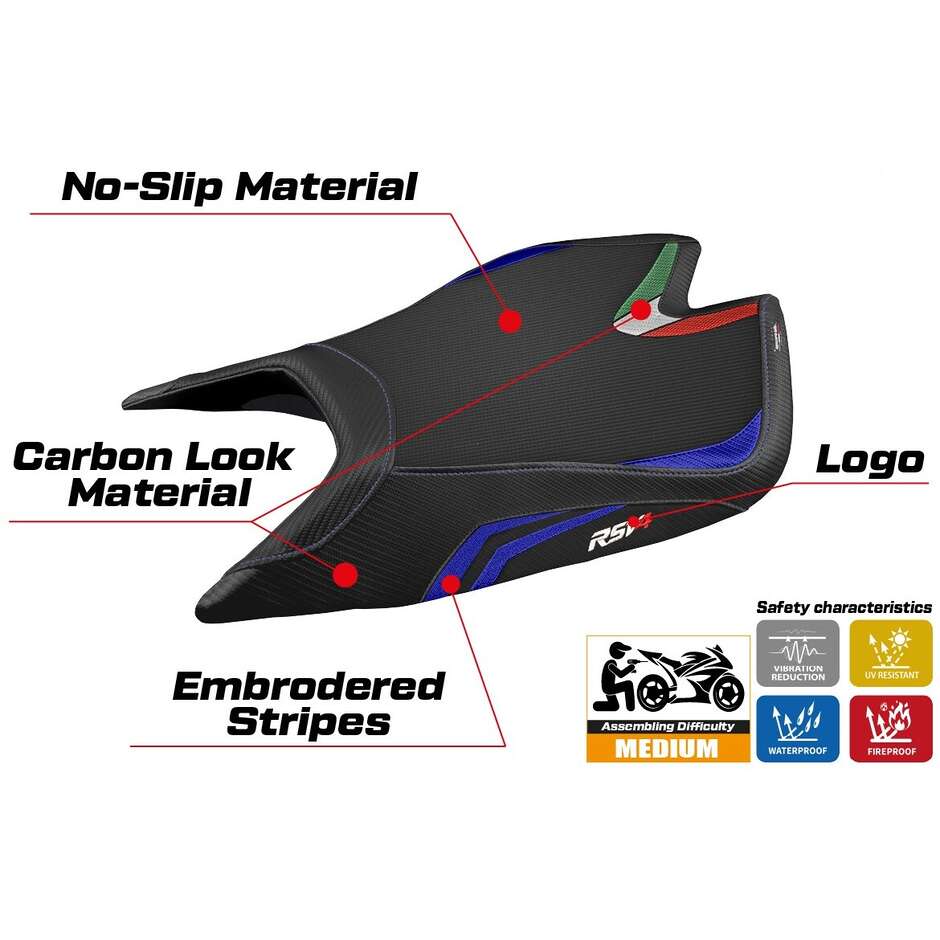 TPZ Italia Sitzbezug speziell für Aprilia RSV4 2021-2025 Leon Modell Sonderfarbe