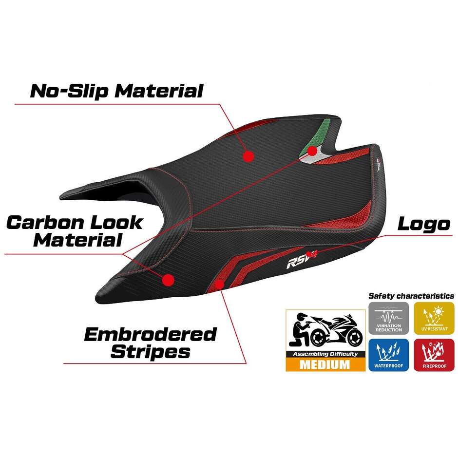 TPZ Italia Sitzbezug speziell für Aprilia RSV4 2021-2025 Leon Modell Sonderfarbe