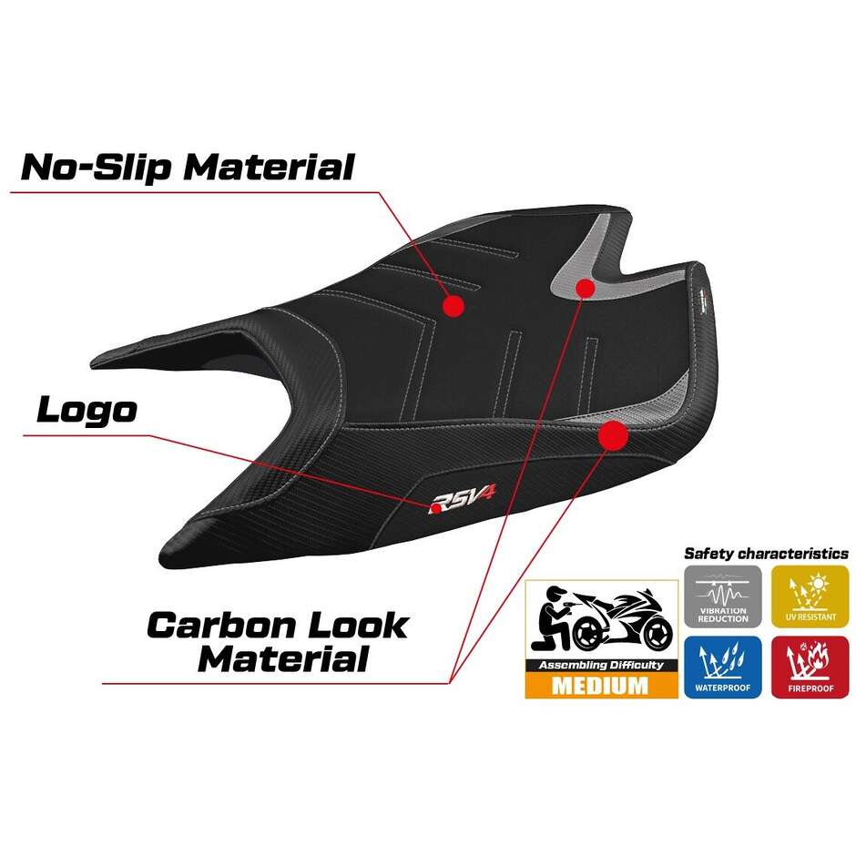 TPZ Italia Sitzbezug speziell für Aprilia RSV4 2021-2025 Leon Modell Ultragrip