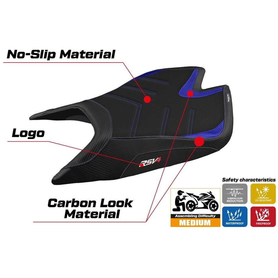 TPZ Italia Sitzbezug speziell für Aprilia RSV4 2021-2025 Leon Modell Ultragrip