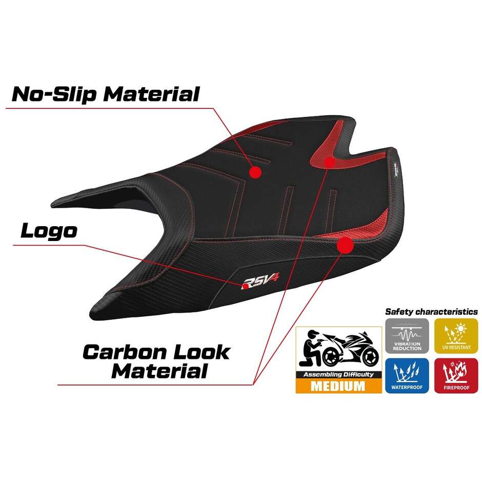 TPZ Italia Sitzbezug speziell für Aprilia RSV4 2021-2025 Leon Modell Ultragrip