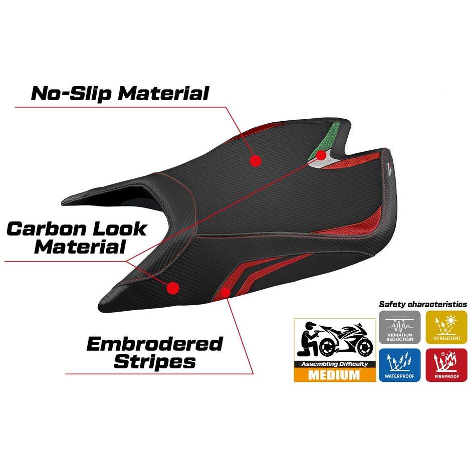 TPZ Italia Sitzbezug speziell für Aprilia RSV4 (2021–2025) und Leon-Modell, Sonderfarbe, Komfortsystem