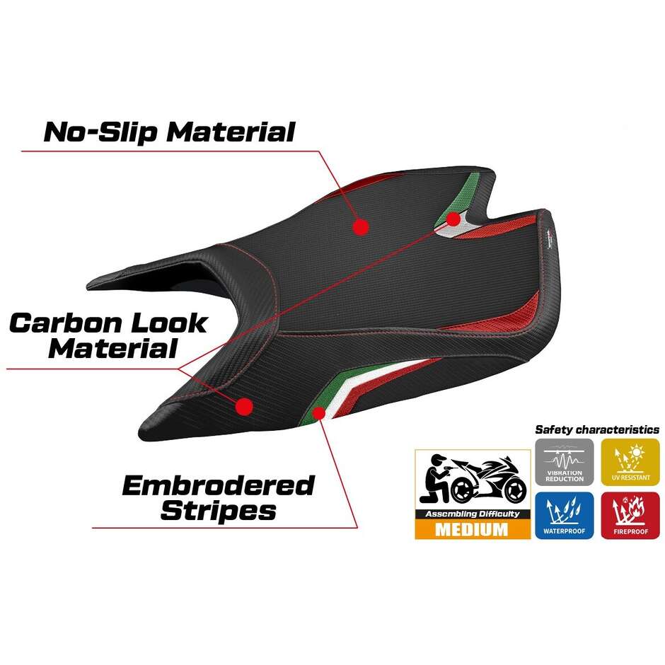 TPZ Italia Sitzbezug speziell für Aprilia RSV4 (2021–2025) und Leon-Modell, Sonderfarbe, Komfortsystem