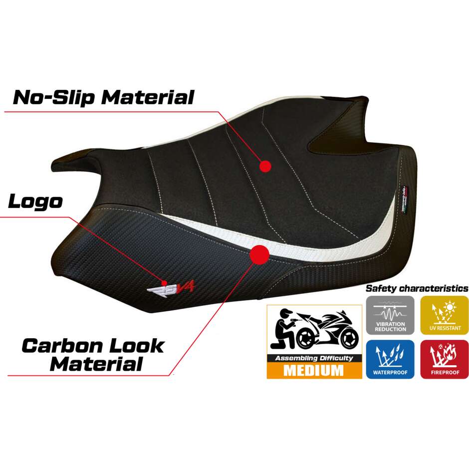 TPZ Italia Sitzbezug speziell für Aprilia RSV4 (Modelljahre 2009–2020) Barrie Ultragrip