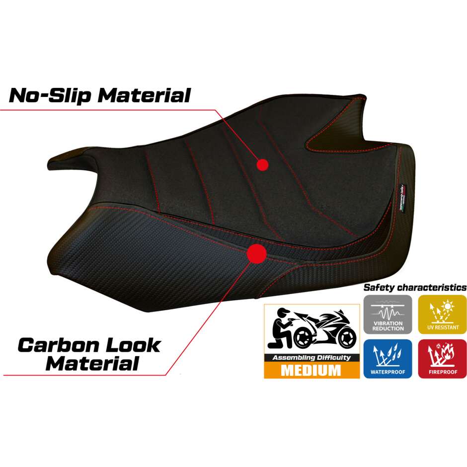 TPZ Italia Sitzbezug speziell für Aprilia RSV4 (Modelljahre 2009–2020) Barrie Ultragrip