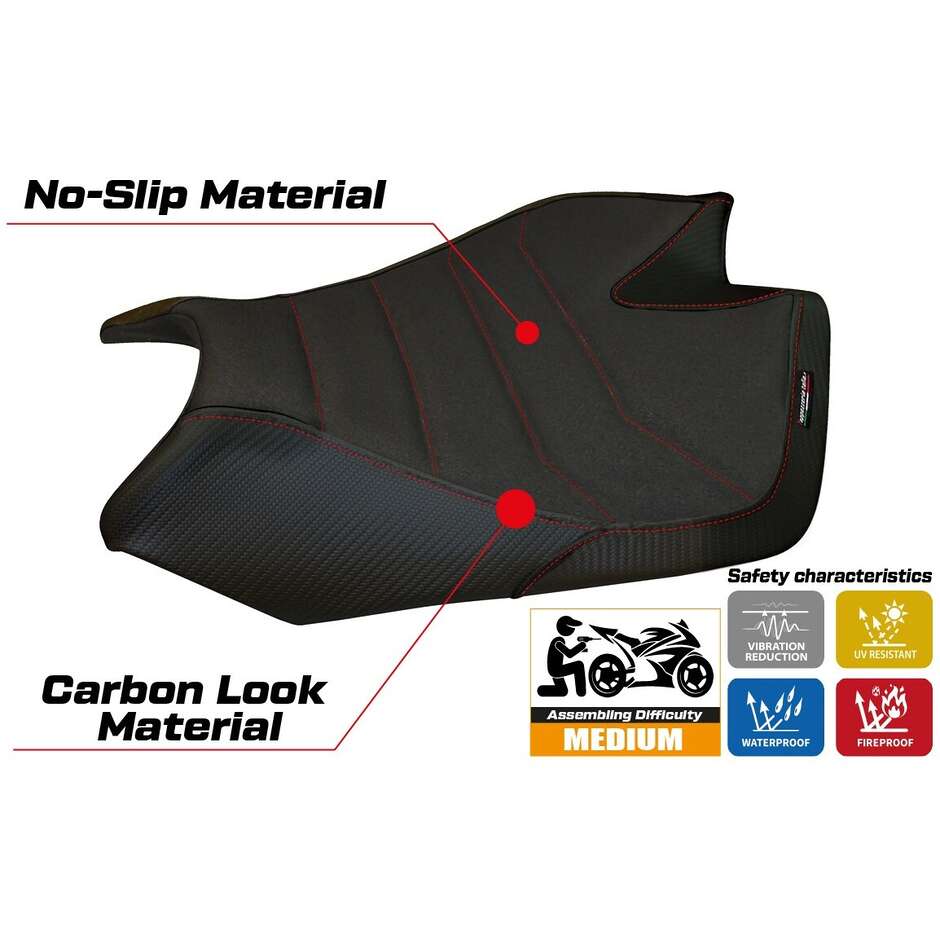TPZ Italia Sitzbezug speziell für Aprilia RSV4 (Modelljahre 2009–2020) mit Barrie Ultragrip Komfortsystem