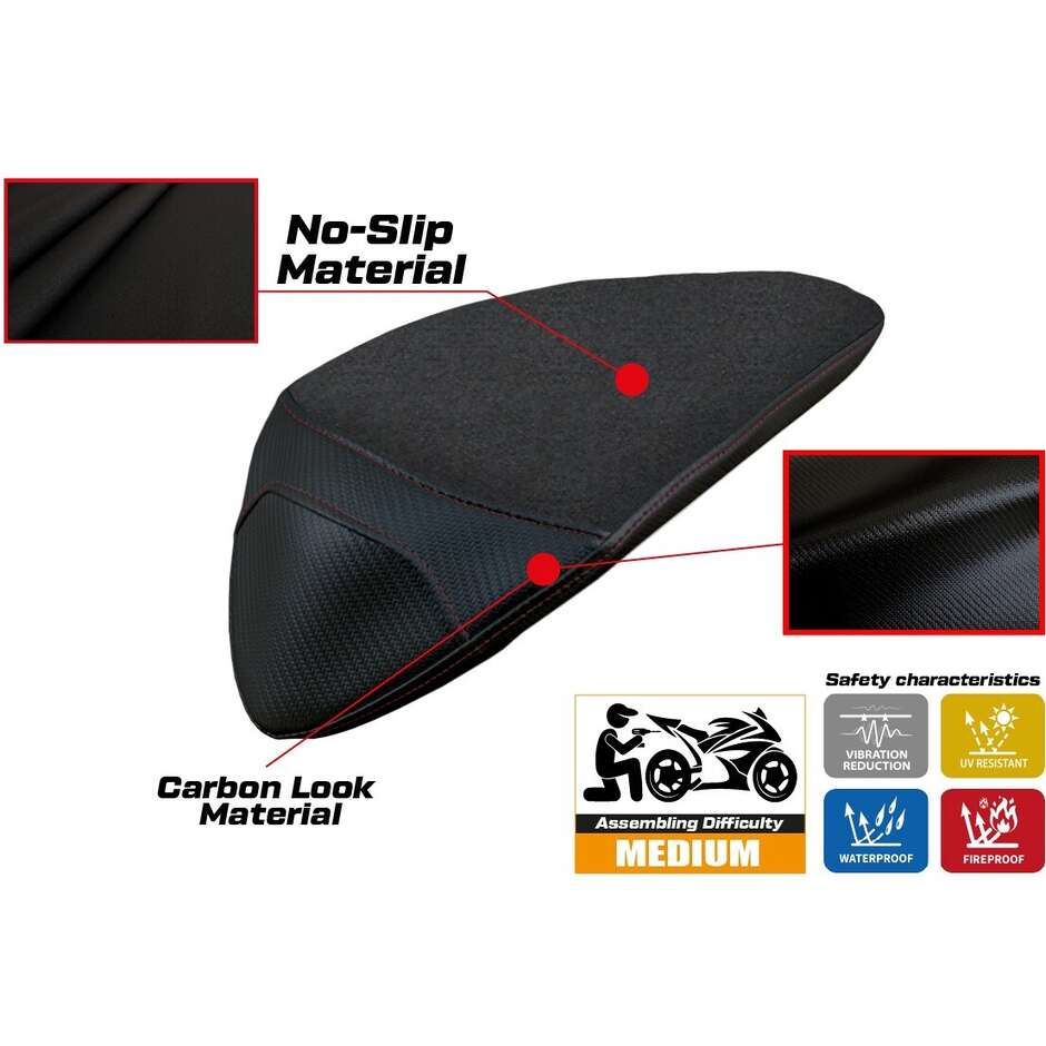 TPZ Italia Sitzbezug speziell für Aprilia RSV4 (Modelljahre 2009–2020) mit Pass Ultragrip Komfortsystem
