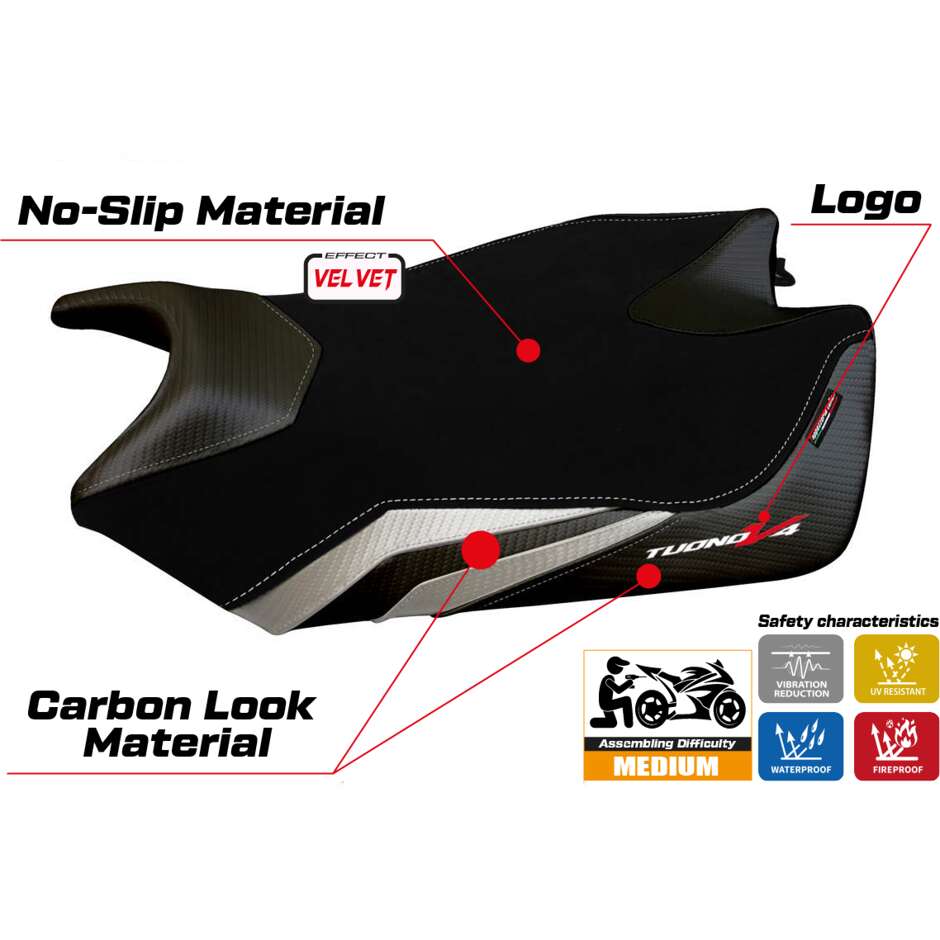 TPZ Italia Sitzbezug speziell für Aprilia Tuono V4 2011-2020 Modell Coen Velvet