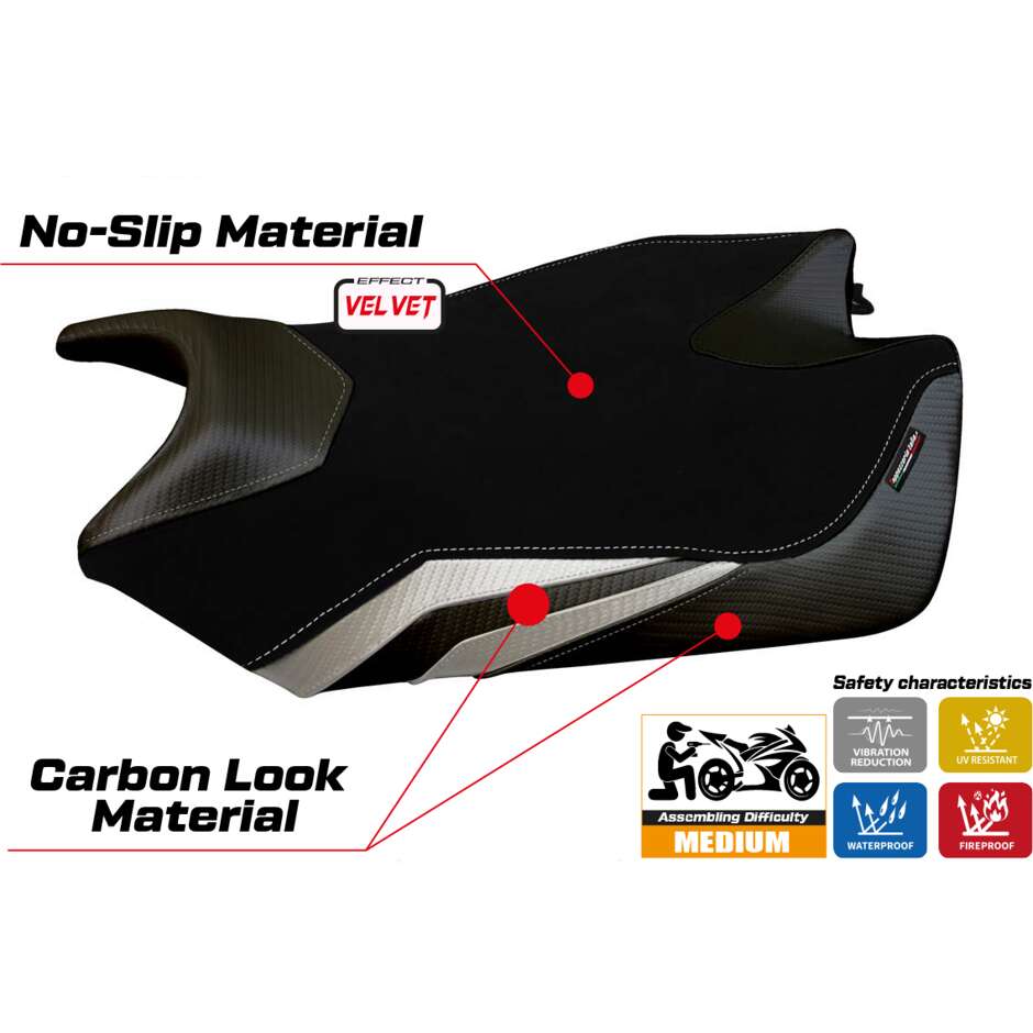 TPZ Italia Sitzbezug speziell für Aprilia Tuono V4 2011-2020 Modell Coen Velvet