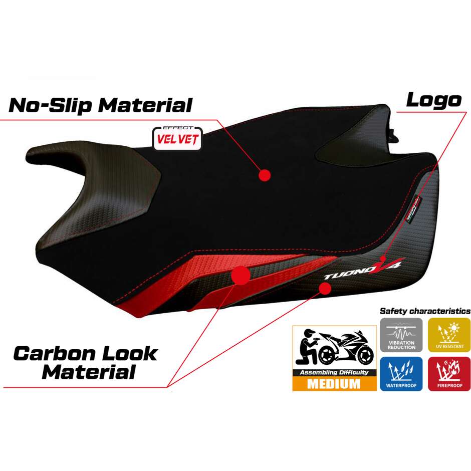 TPZ Italia Sitzbezug speziell für Aprilia Tuono V4 2011-2020 Modell Coen Velvet