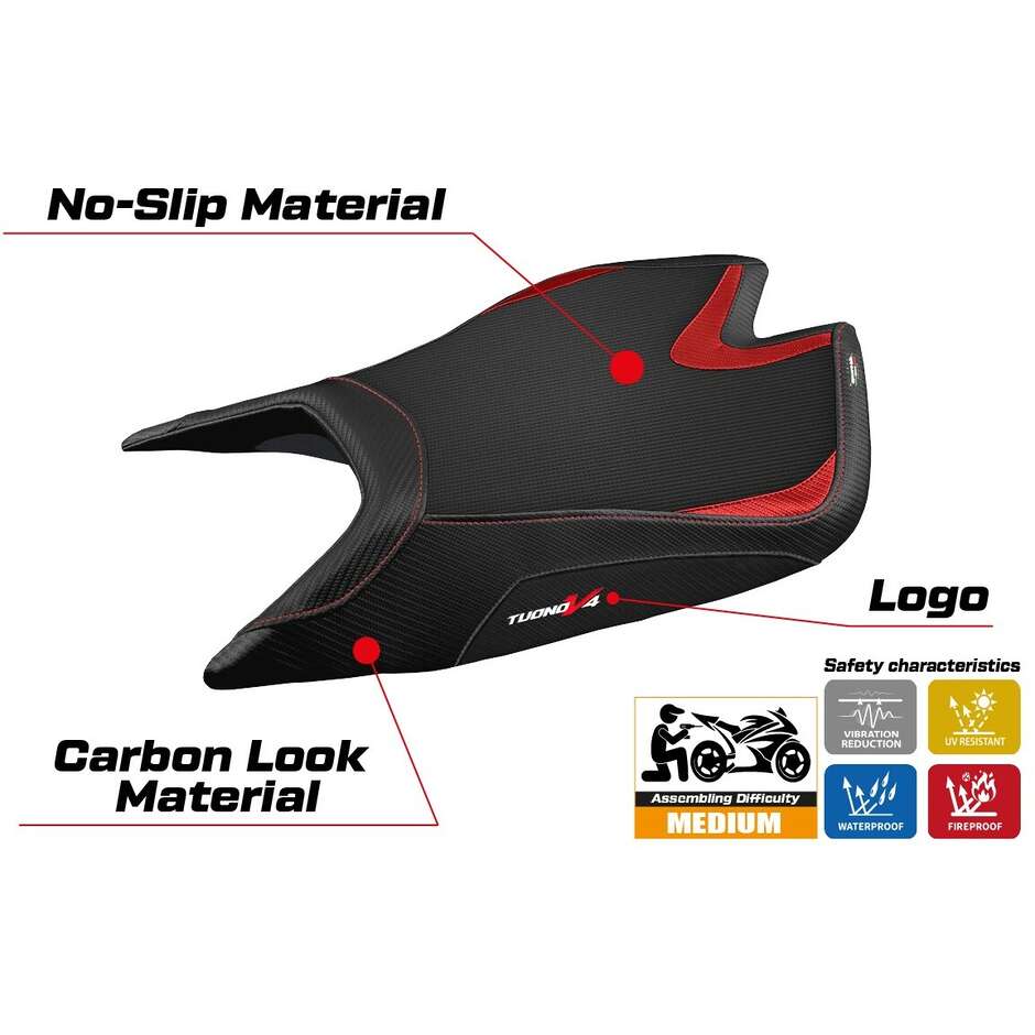 TPZ Italia Sitzbezug speziell für Aprilia Tuono V4 Factory 2021-2025 Nashua Modell
