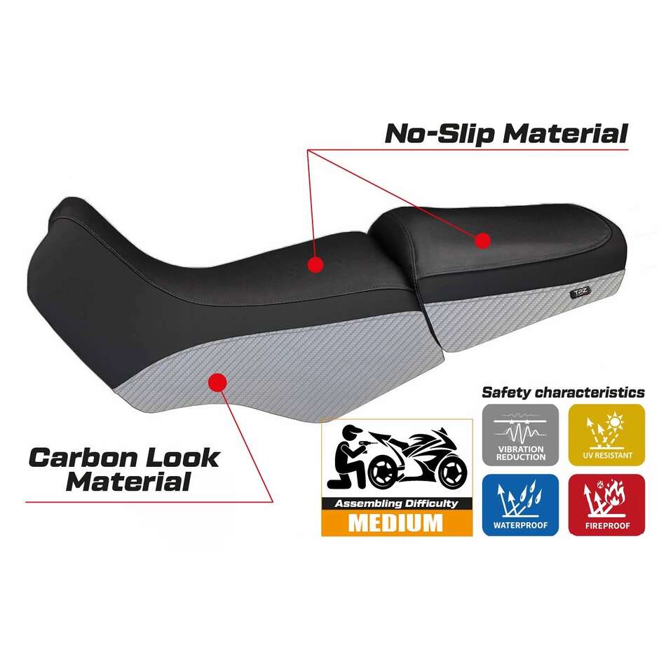 TPZ Italia Sitzbezug speziell für BMW R 1100/1150 GS (Baujahre 1994–2003), Farbe Livorno Carbon