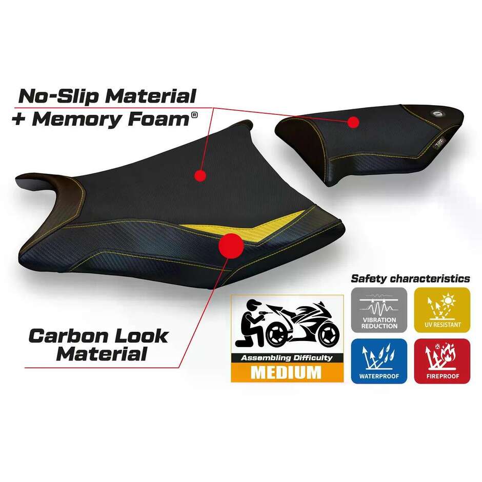 TPZ Italia Sitzbezug speziell für BMW S 1000 RR (Modelljahre 2009–2011) mit Essen 2 Komfortsystem