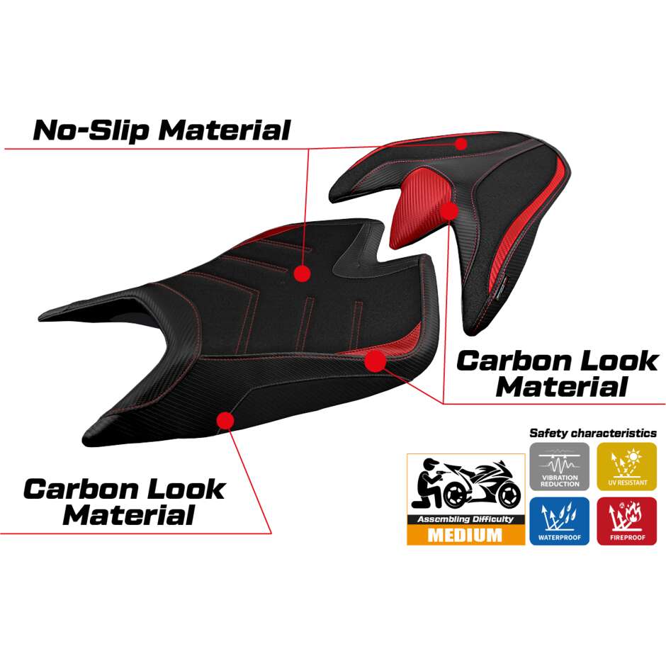 TPZ Italia Sitzbezug speziell für das Modell Aprilia Tuono V4 2021-2025 Zuera Ultragrip