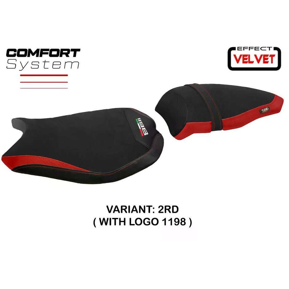 TPZ Italia Sitzbezug speziell für Ducati 848 / 1098 / 1198 (Modelljahre 2007–2013) mit Cervia Velvet Komfortsystem