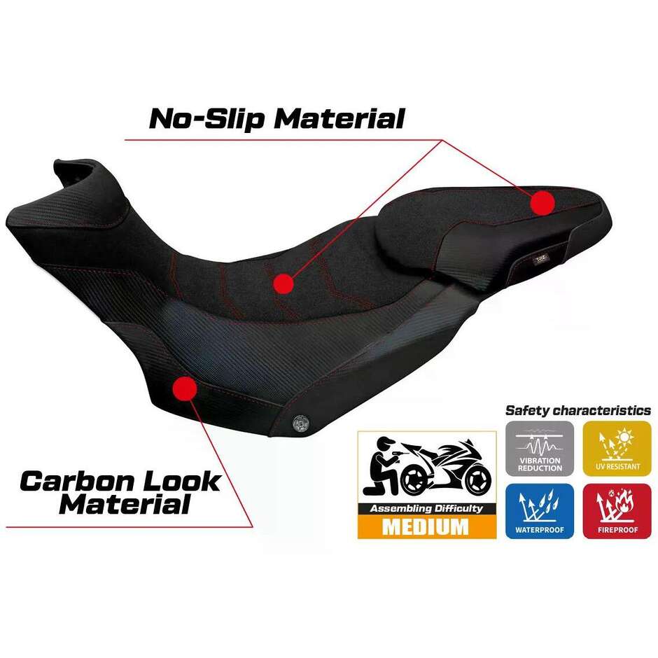 TPZ Italia Sitzbezug speziell für Ducati Multistrada 1200 / 1260 Enduro 2016-2021 Modell Lux 2 Ultragrip