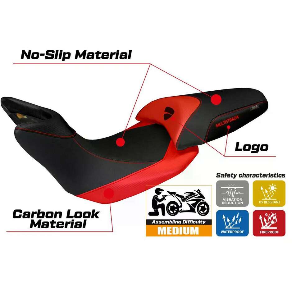 TPZ Italia Sitzbezug speziell für Ducati Multistrada 1200 2010 2011 Modell Noto 3