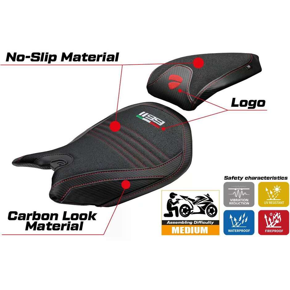 TPZ Italia Sitzbezug speziell für Ducati Panigale 1199 2011-2015 Modell Pesaro Ultragrip