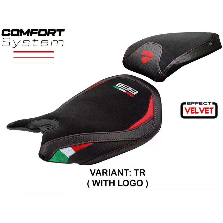 TPZ Italia Sitzbezug speziell für Ducati Panigale 1199 (Modelljahre 2011–2015), Pesaro Velvet Komfortsystem