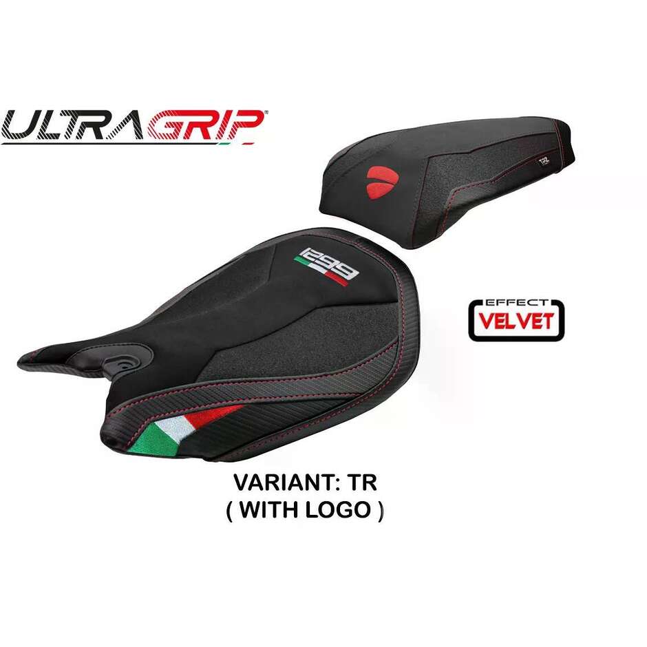 TPZ Italia Sitzbezug speziell für Ducati Panigale 1299 (Modelljahre 2015–2018), Material: Dervio Velvet Ultragrip