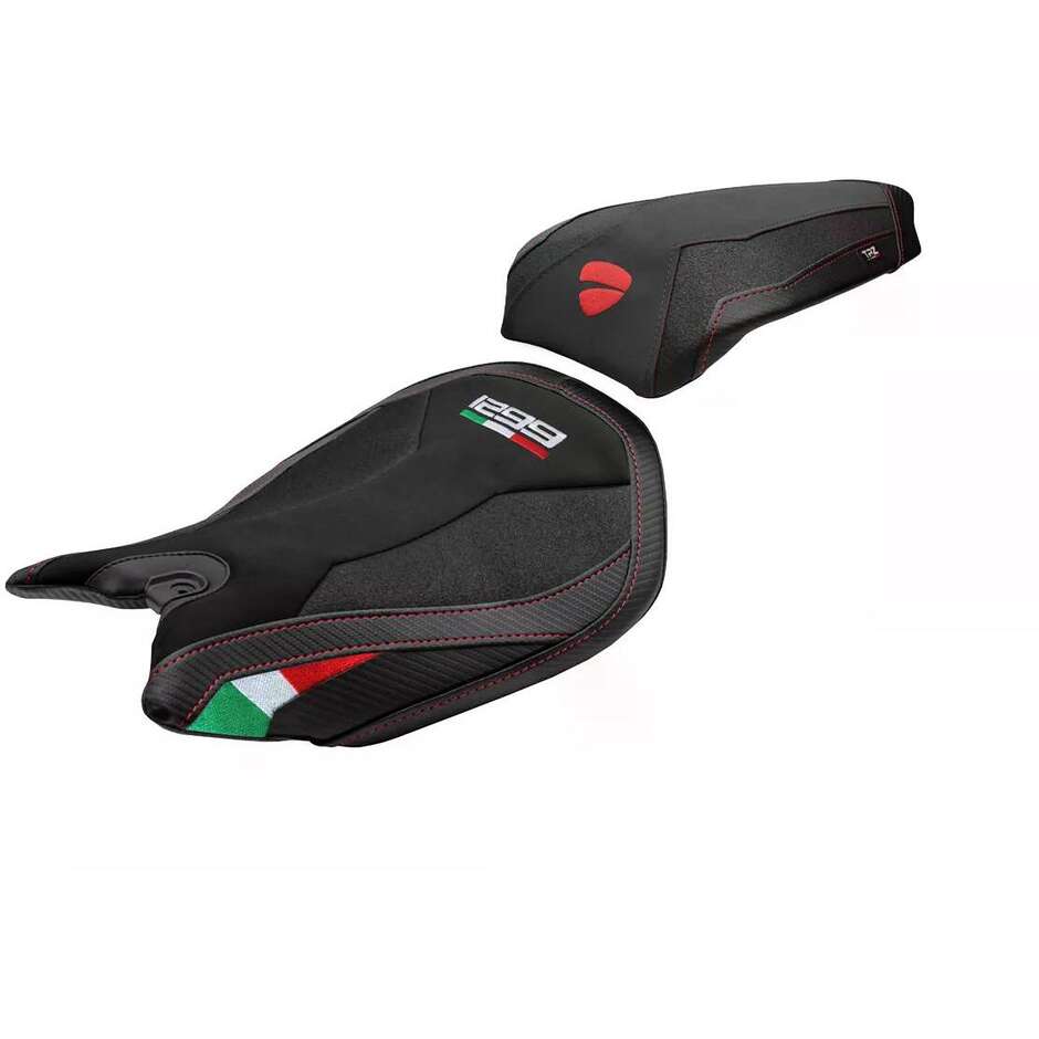 TPZ Italia Sitzbezug speziell für Ducati Panigale 1299 (Modelljahre 2015–2018), Material: Dervio Velvet Ultragrip