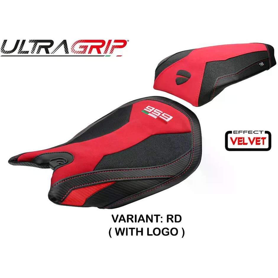 TPZ Italia Sitzbezug speziell für Ducati Panigale 959 (Modelljahre 2016–2018), Walnuss-Samt, Ultragrip