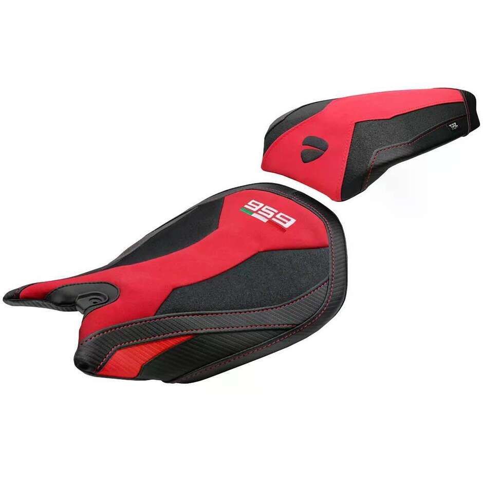 TPZ Italia Sitzbezug speziell für Ducati Panigale 959 (Modelljahre 2016–2018), Walnuss-Samt, Ultragrip