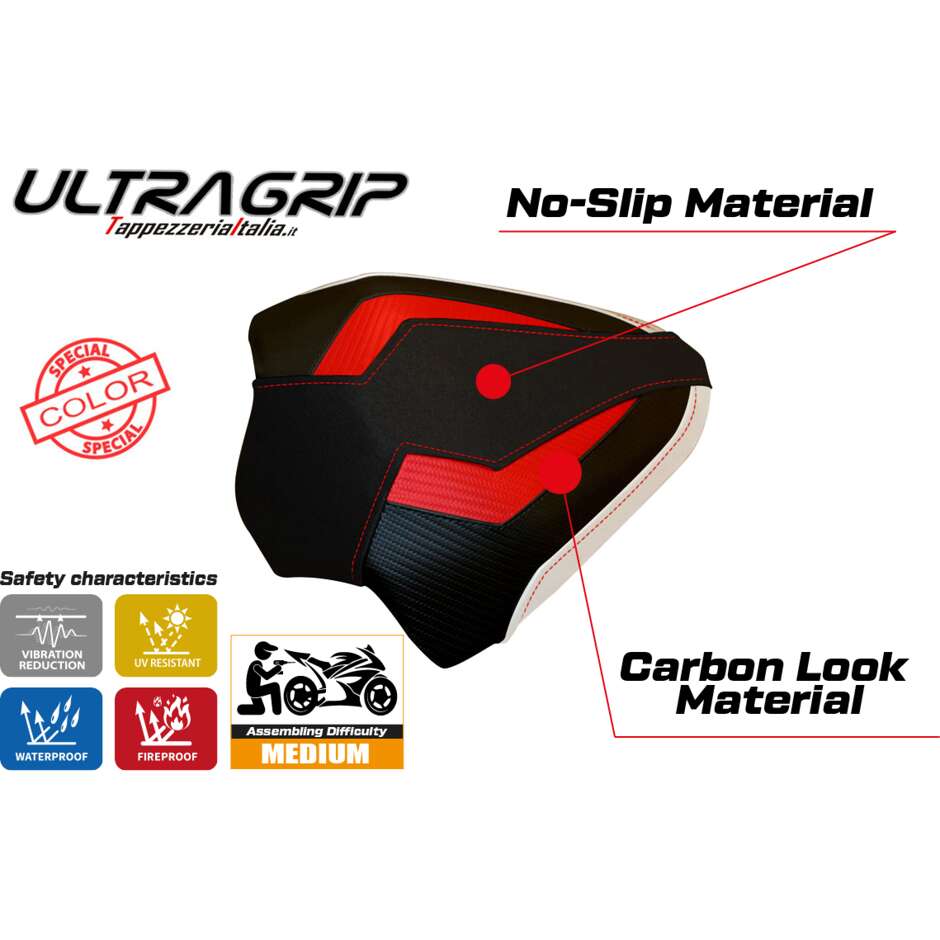TPZ Italia Sitzbezug speziell für Ducati Panigale V4 (Modelljahre 2018–2024), Tenby-Sonderfarbe, Ultragrip