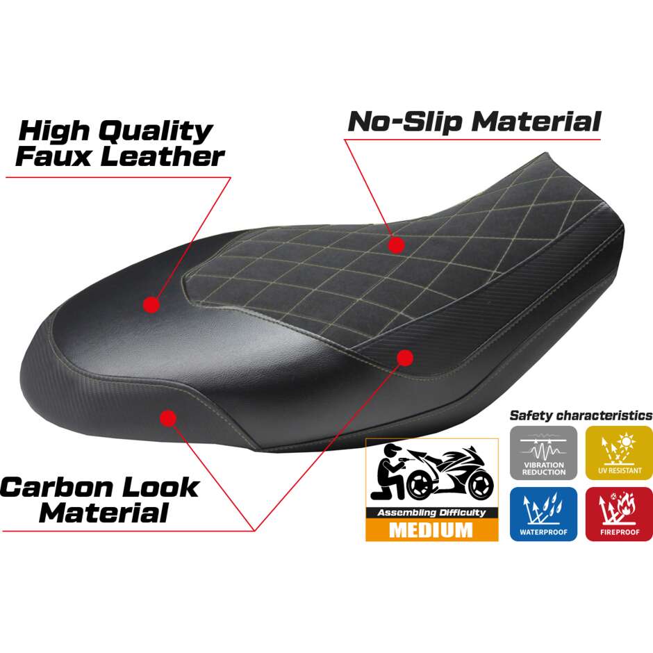 TPZ Italia Sitzbezug speziell für Ducati Scrambler 400 / 800 / 1100 (Modelljahre 2015–2024), Material: Ischia Velvet