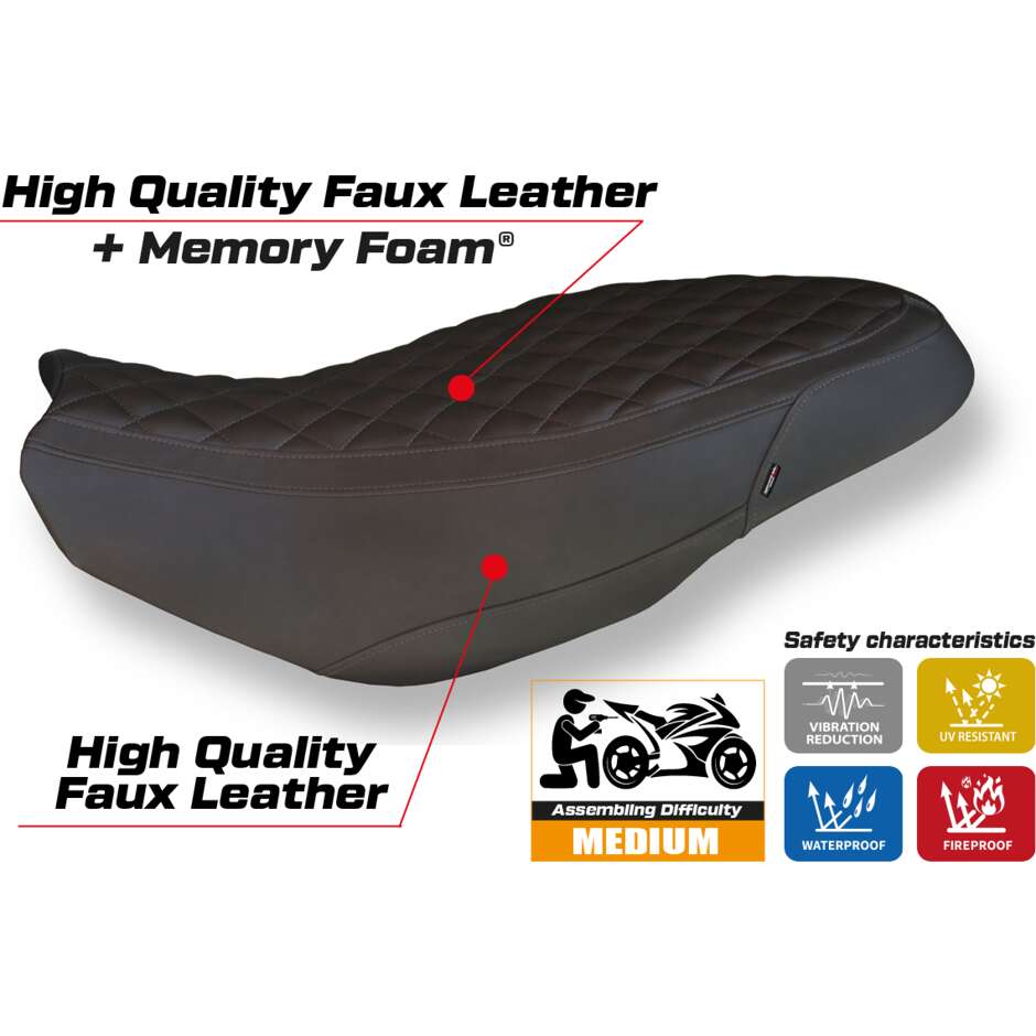 TPZ Italia Sitzbezug speziell für Ducati Scrambler 400 / 800 / 1100 (Modelljahre 2015–2024) mit Vintage-Komfortsystem